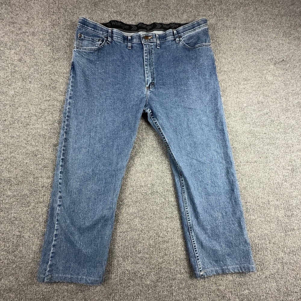 Wrangler Jeans Mens 44x25 Blue Relaxed Fit Straight Leg Stretch Denim 966XLW